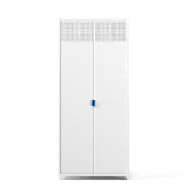 Home Furniture White Metal Wardrobe Double Door Clothes Storage Cabinet