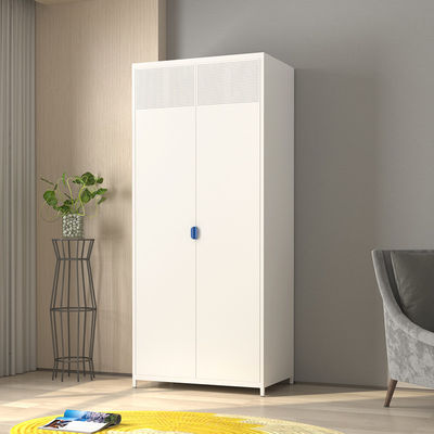 Home Furniture White Metal Wardrobe Double Door Clothes Storage Cabinet