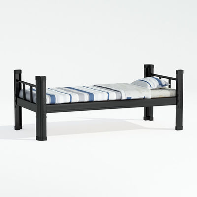 Dormitory Black Steel Bunk Beds Adult Single Metal Bed frame