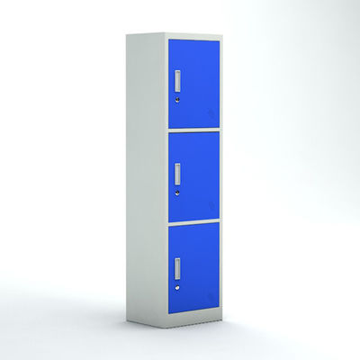 School 3 Doors Blue Color White Frame Office Storage Lockers With Key