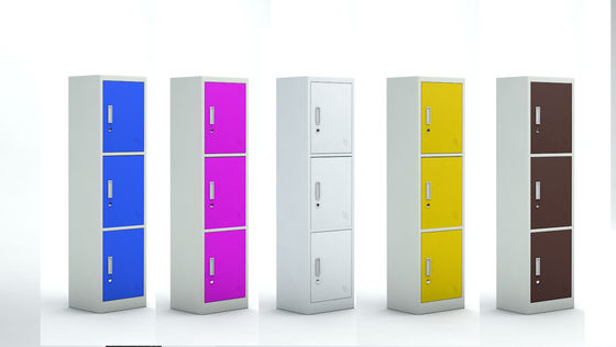 School 3 Doors Blue Color White Frame Office Storage Lockers With Key