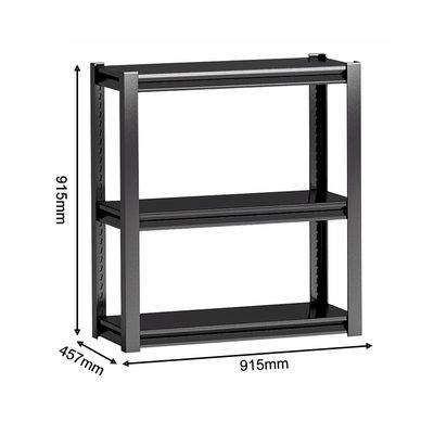 Light Duty Storage Metal Black Shelf 3 Tiers Gourd Hole Column