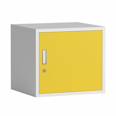 Metal Home School Gray Cube Storage Box With Key Lock And Shelf