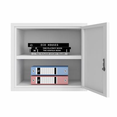 Metal Home School Gray Cube Storage Box With Key Lock And Shelf