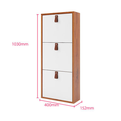 Wood Color 3 Tier Metal Storage Cabinet Modern Floor Shoe Storage Cabinet With Handle