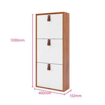 Wood Color 3 Tier Metal Storage Cabinet Modern Floor Shoe Storage Cabinet With Handle