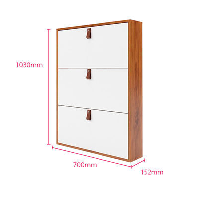 Wood Color 3 Tier Metal Storage Cabinet Modern Floor Shoe Storage Cabinet With Handle