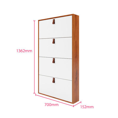 4 Tiers Simply White Shoe Organizer With Leather Simple Handle