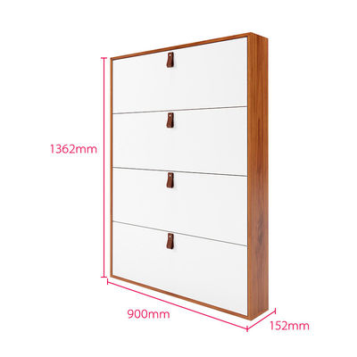4 Tiers Simply White Shoe Organizer With Leather Simple Handle