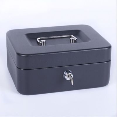 Black Metal Cash Storage Box With Money Tray And Key/Digital Lock