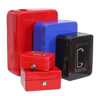 Black Metal Cash Storage Box With Money Tray And Key/Digital Lock