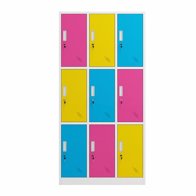 Home Office Use Lockable 9 Door Metal File Locker Freestanding